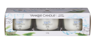 Yankee Candle fogadalmi gyertyák készlete Clean Cotton 3x 37 g