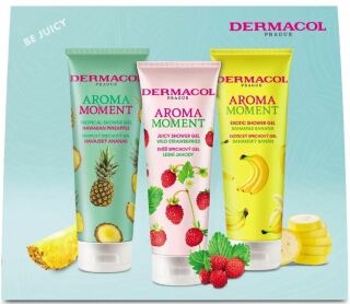Dermacol Aroma Moment Mix ajándékcsomag (Trópusi tusfürdő 250 ml, Lédús tusfürdő 250 ml, Egzotikus tusfürdő 250 ml)