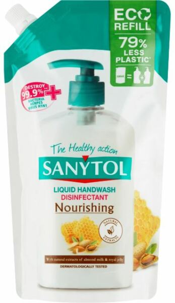Sanytol mandulatej és méhpempő, fertőtlenítő, tápláló szappan - utántöltő 500 ml
