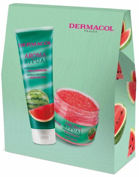 Dermacol Aroma Ritual Fresh Watermelon ajándékcsomag (tusfürdő 250 ml, testradír 200 ml)